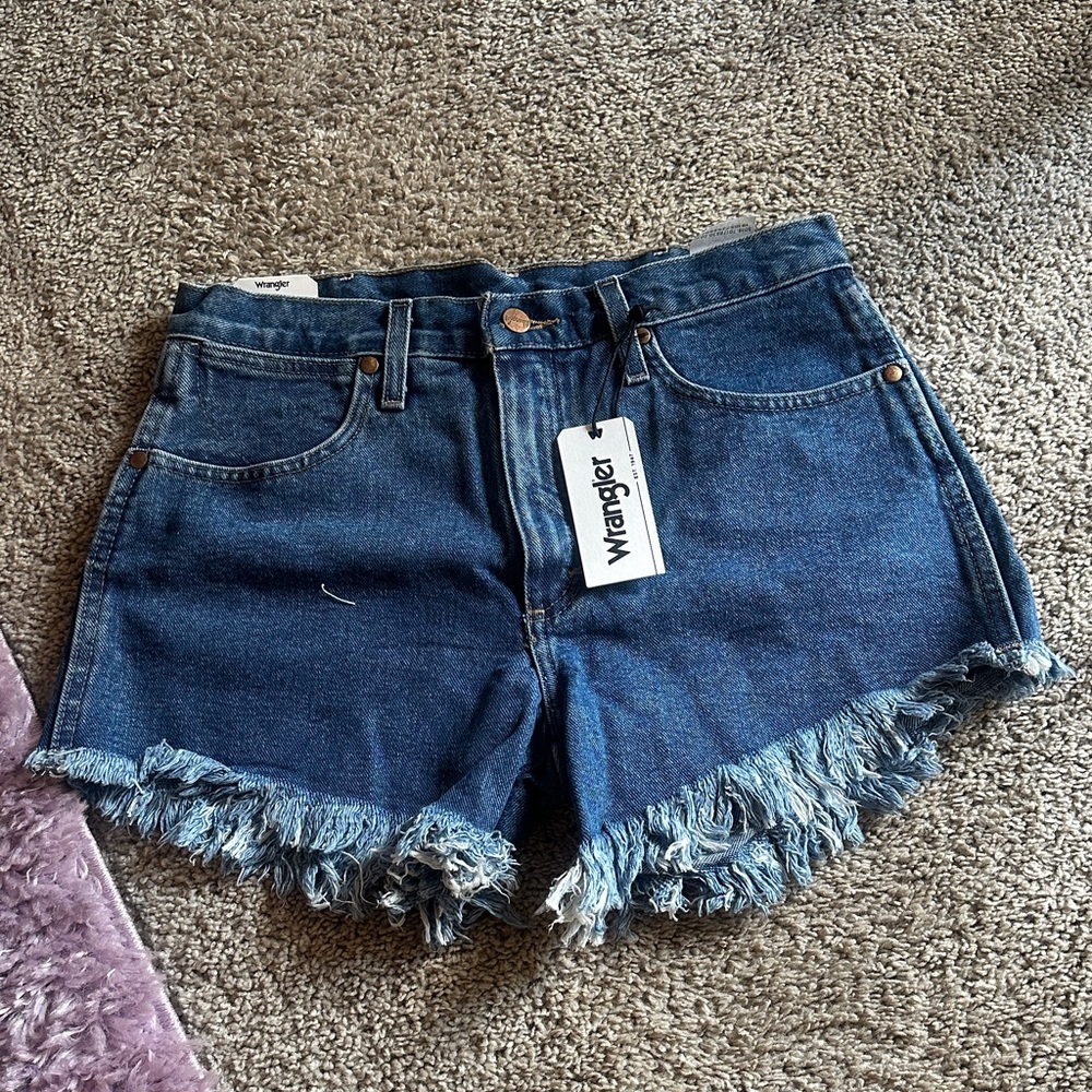 Wrangler Women's Frayed Hem Blue Jean Shorts